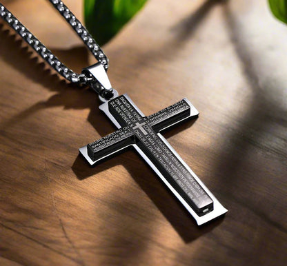 Double Cross Titanium Necklace – Refined Stainless Steel Pendant Jewelry