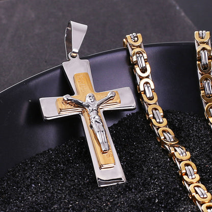 Exquisite Gold Cross Pendant Necklace