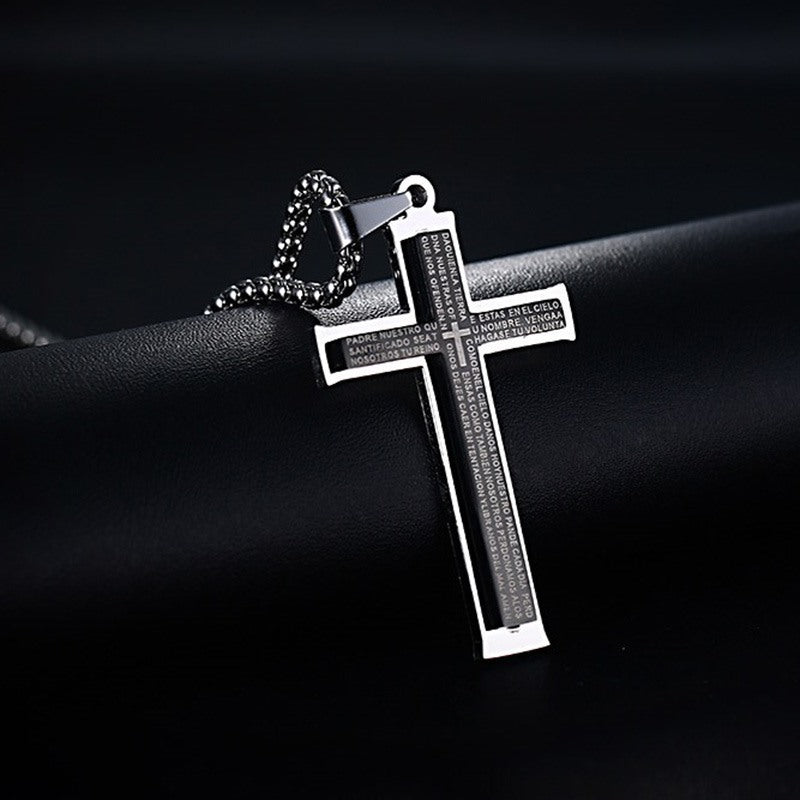 Double Cross Titanium Necklace – Refined Stainless Steel Pendant Jewelry