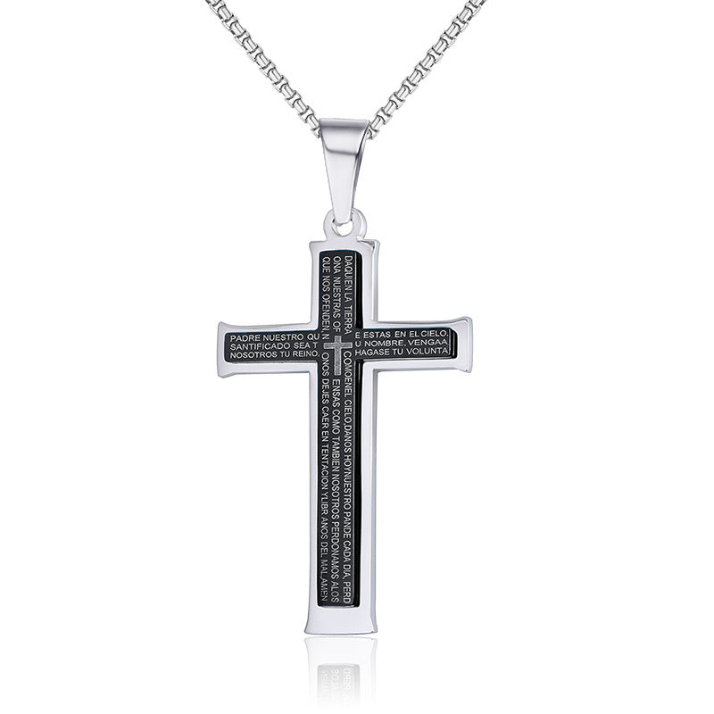 Double Cross Titanium Necklace – Refined Stainless Steel Pendant Jewelry