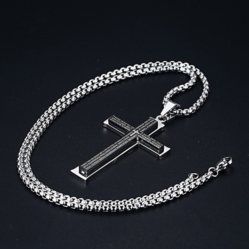 Double Cross Titanium Necklace – Refined Stainless Steel Pendant Jewelry